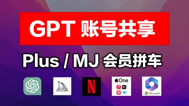 Chat GPT、Midjourney、Netflix等会员账号共享拼车
